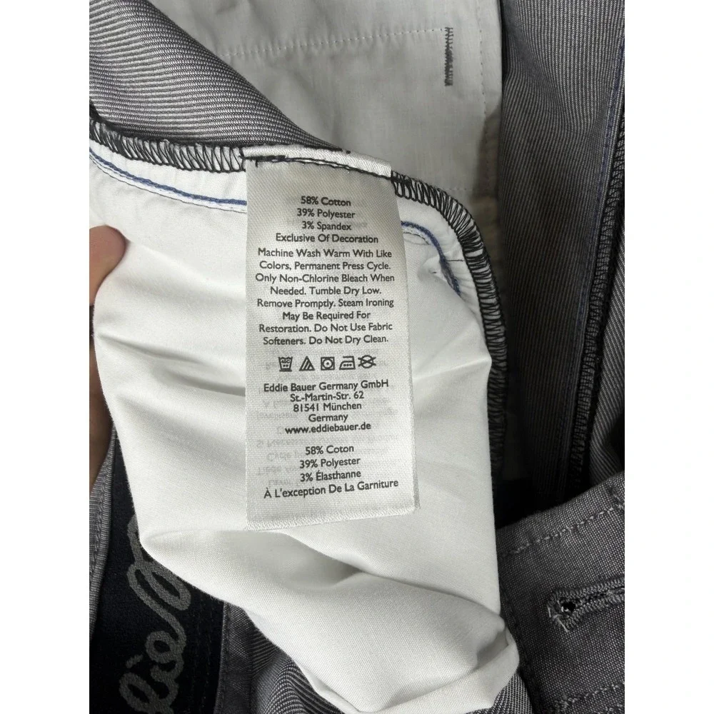 Eddie Bauer Pants Mens 38x30 Gray Stretch Chino Regular Fit Casual Flat Front‎